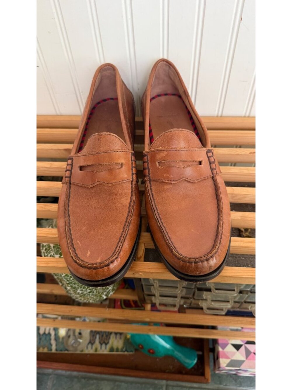Polo Ralph Lauren Mens Brown Leather Penny Loafers Slip-On Shoes Size 10